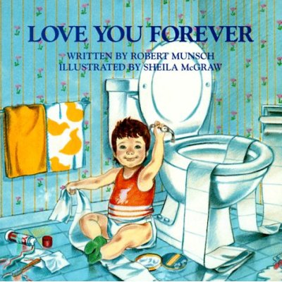 The gift that our neighbor brought for Mac is the book Love You Forever by 